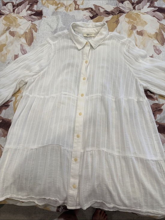 Style & Co. Tops - Style & Co. White Button-Front Tunic